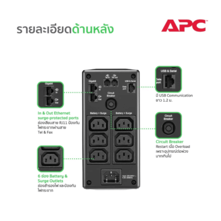 เครื่องสำรองไฟฟ้า APC 1600VA 960 วัตต์ รุ่น BR1600SI-3Y EASY UPS 8 ช่อง ป้องกัน ไฟตก ไฟเกิน_7